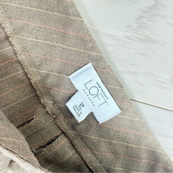 LOFT Beige Pinstripe Pants- 2P - Picture 3 of 4